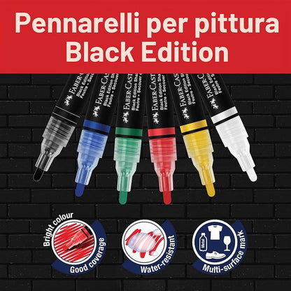 6 SHAKE & PAINT ACRYLIC MARKERS BLACK EDITION - FABER-CASTELL