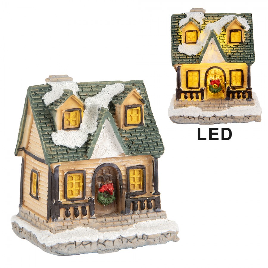 CASETTA NATALIZIA A LED - BEIGE/VERDE