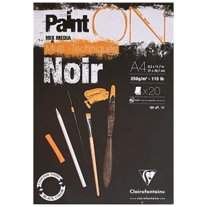 BLOCCO CARTA NERA MULTITECNICA "PAINT ON"