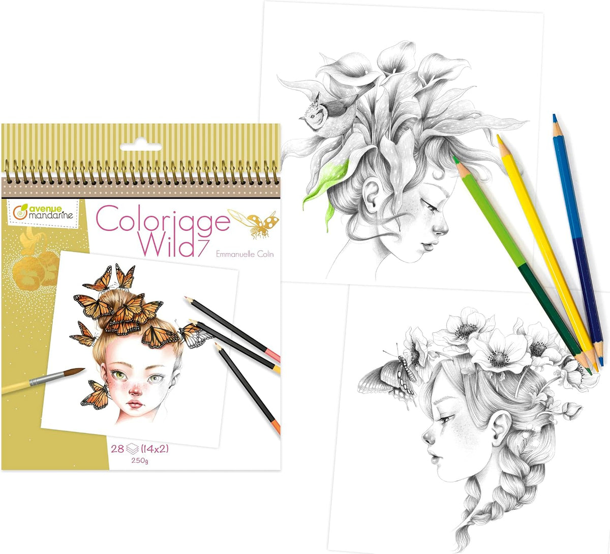 COLORING BOOK WILD 7 AVENUE MANDARINE