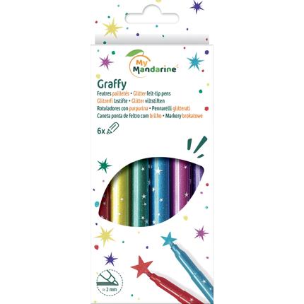 SET 6 PZ. PENNARELLI GLITTERATI "GRAFFY"