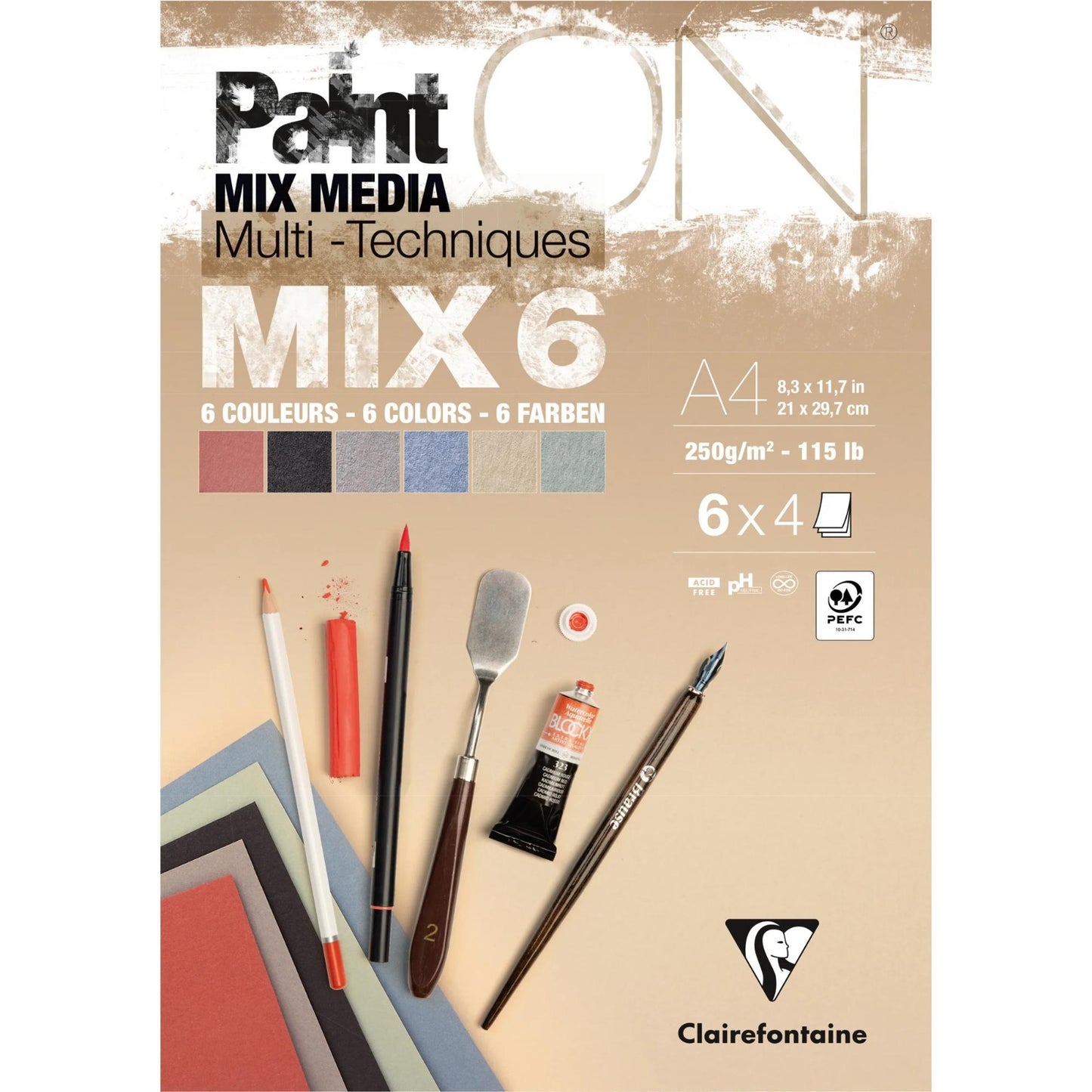 BLOCCO CARTA "MIX 6" A4 - PAINT ON