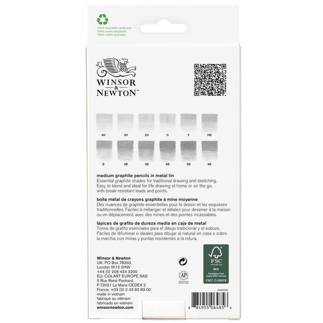 SET 12 MATITE IN GRAFITE MEDIUM- Winsor & Newton