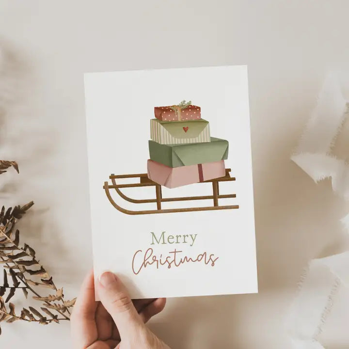 BIGLIETTO ARTISTICO SLITTA NATALE TILDA & THEO