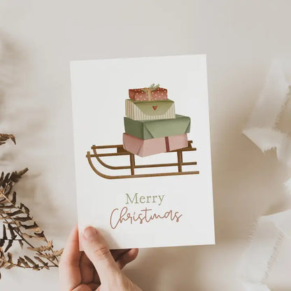 BIGLIETTO ARTISTICO SLITTA NATALE TILDA & THEO