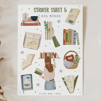 FOGLIO ADESIVI BOOKS LOVER - TILDA & THEO